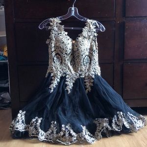 Semi/prom black and gold dress